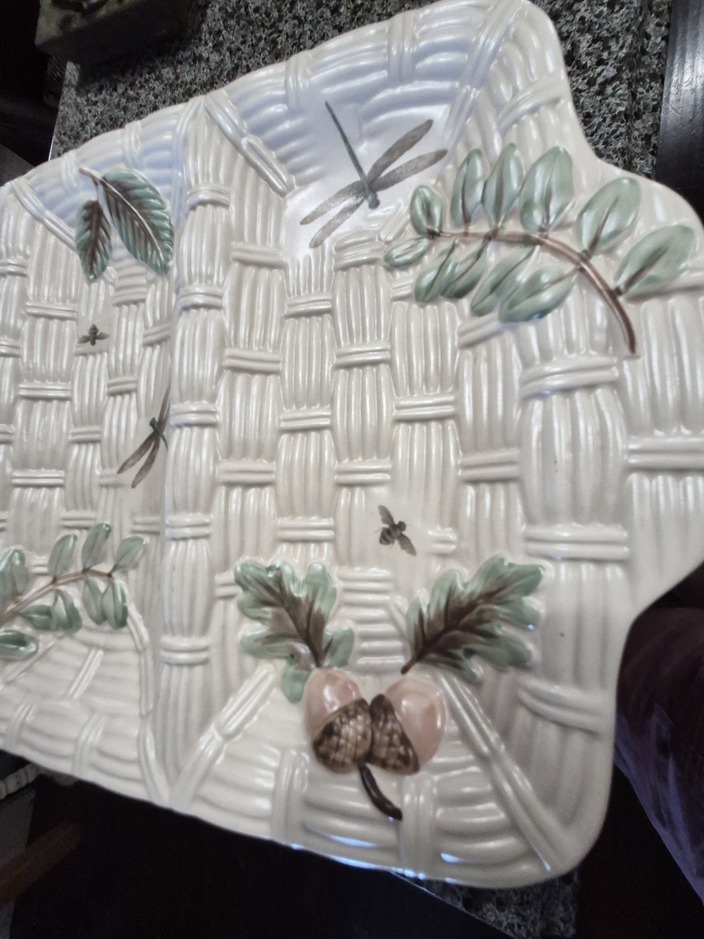 Pfaltzgraff Naturewood Oval Platter in Cream and Green Mark - Picture 12 of 16
